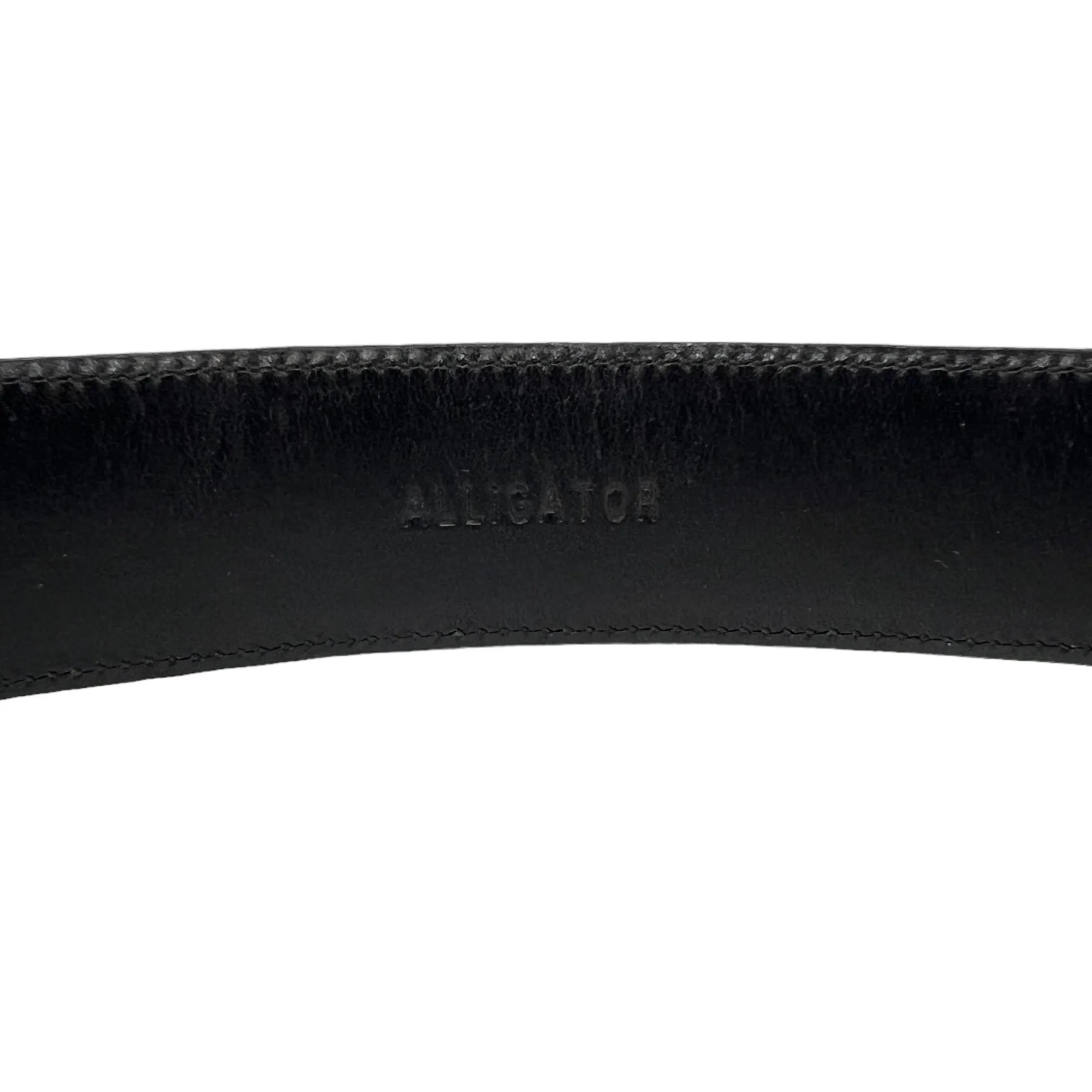 RALPH LAUREN Alligator Belt with Sterling Buckle - Black