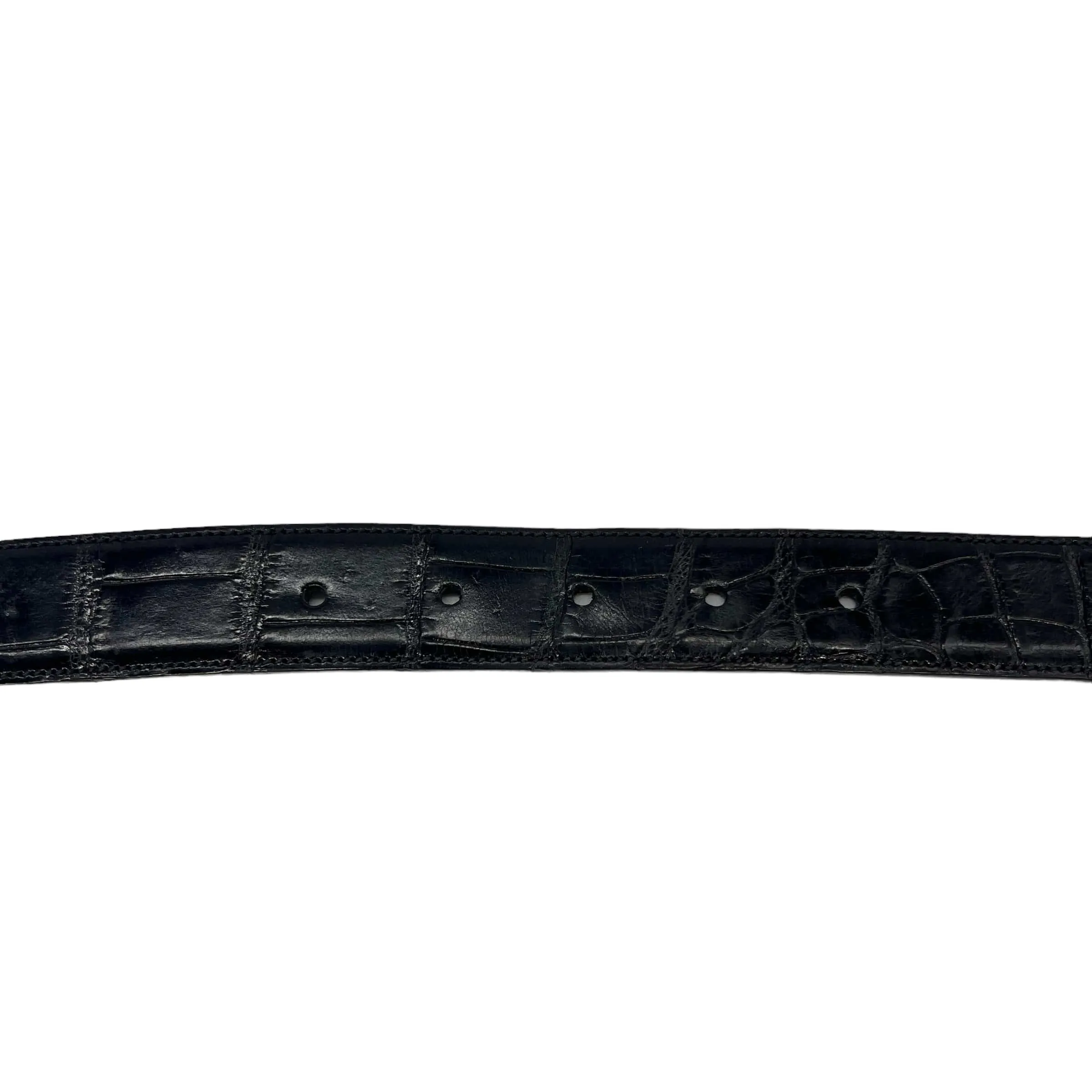 RALPH LAUREN Alligator Belt with Sterling Buckle - Black