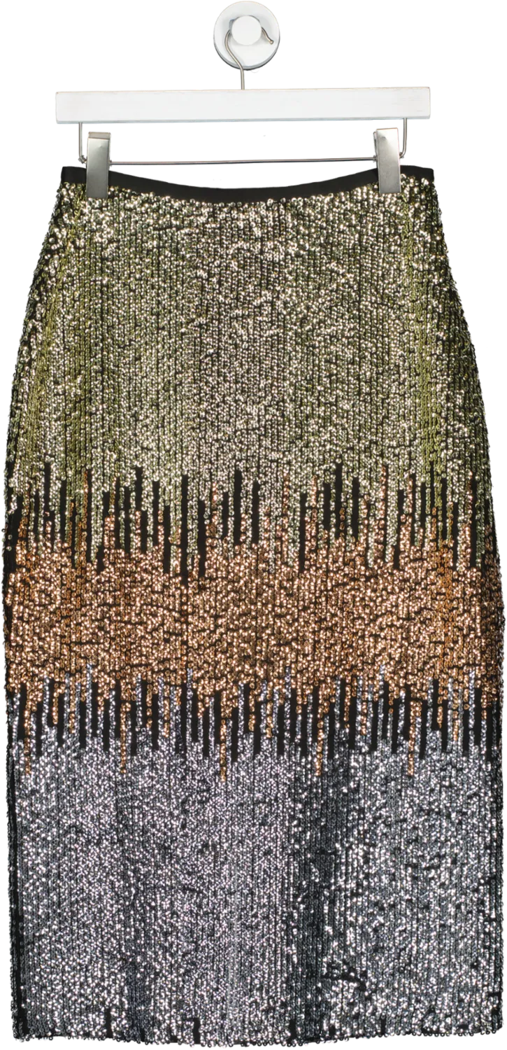 RO & ZO Metallic Petite Sequin Ombre Skirt UK 10