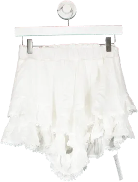 SHEIN White Paper Bag Waist Lace Trim Ruffle Hem Shorts UK S