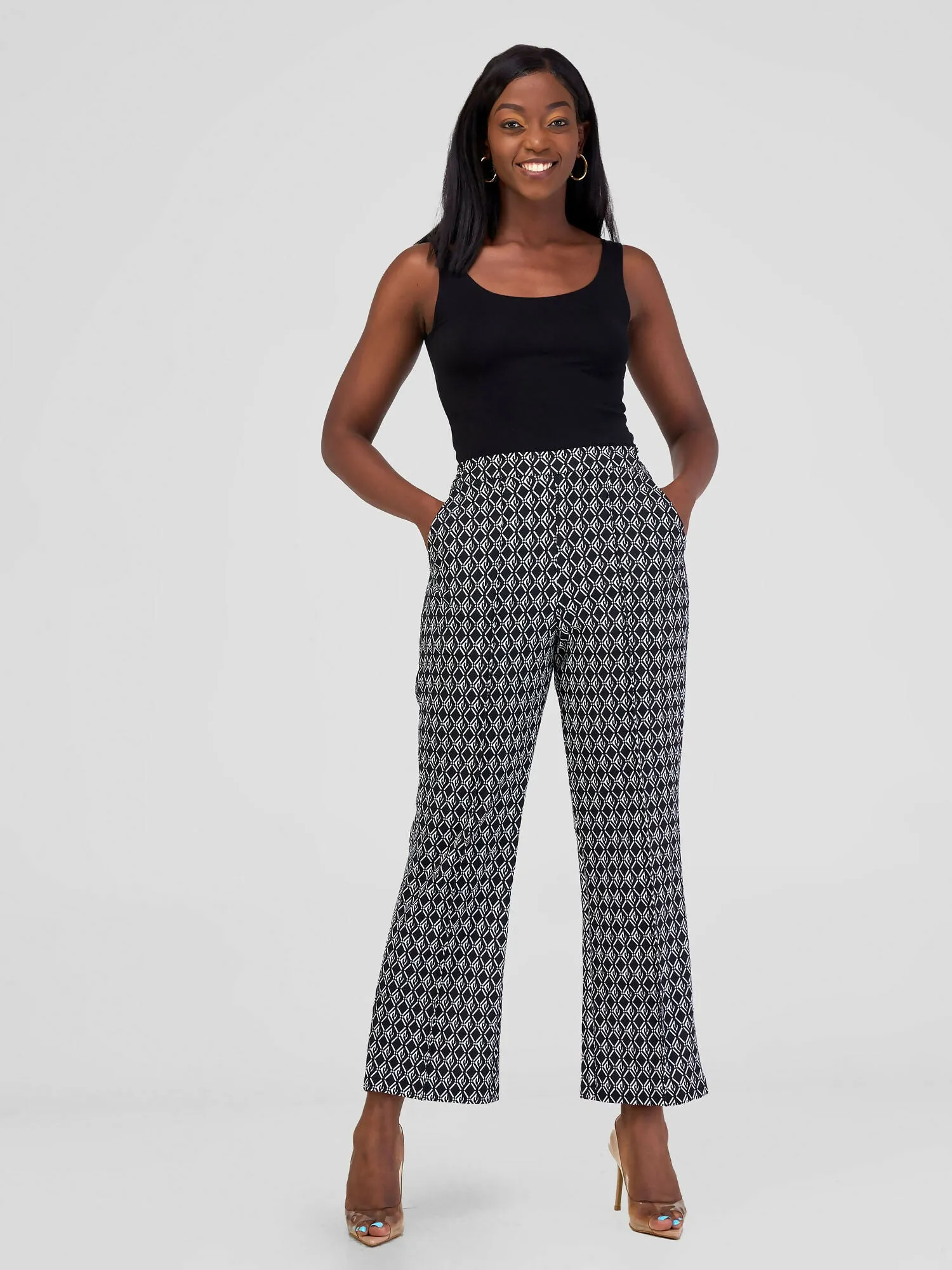 Silk House Collection Wendo Pants - Black Tribal Print