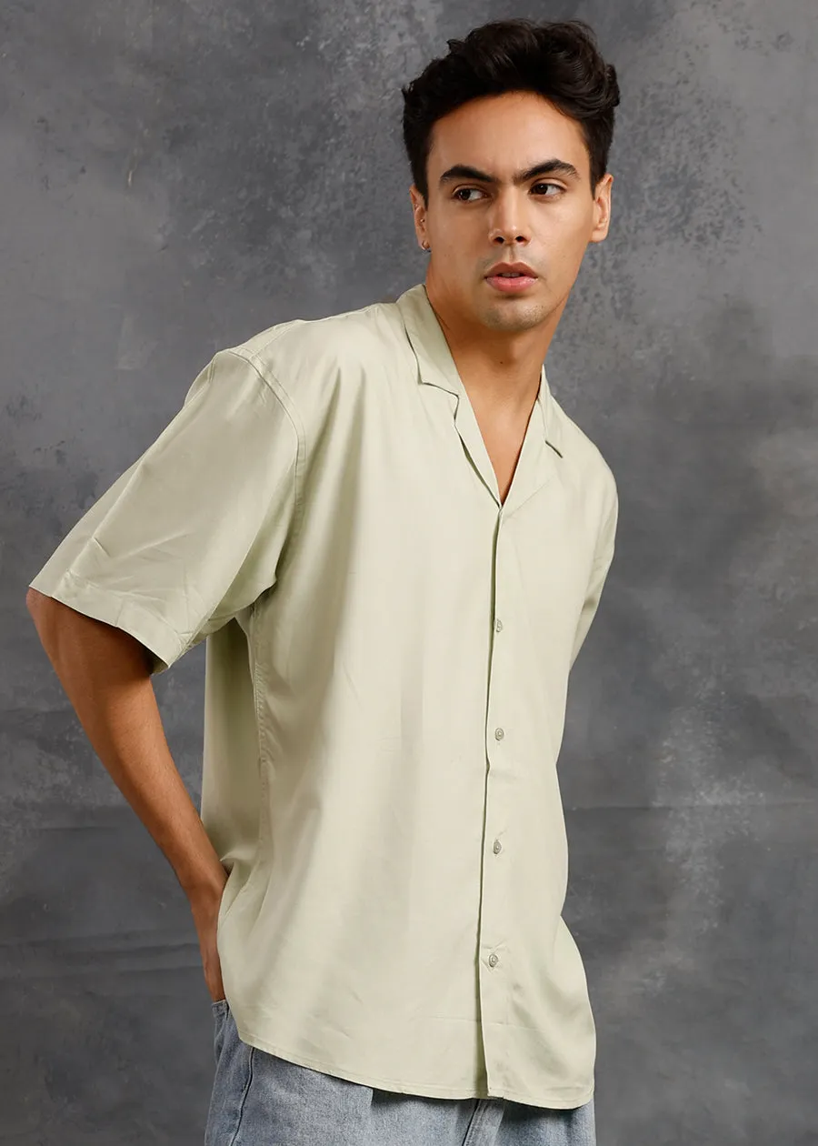 Solid Mens Fluidic Oversized Shirt - Pista Green