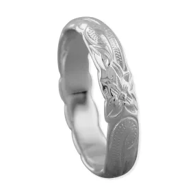 Sterling Silver Hawaiian Wedding Band Ring 4mm