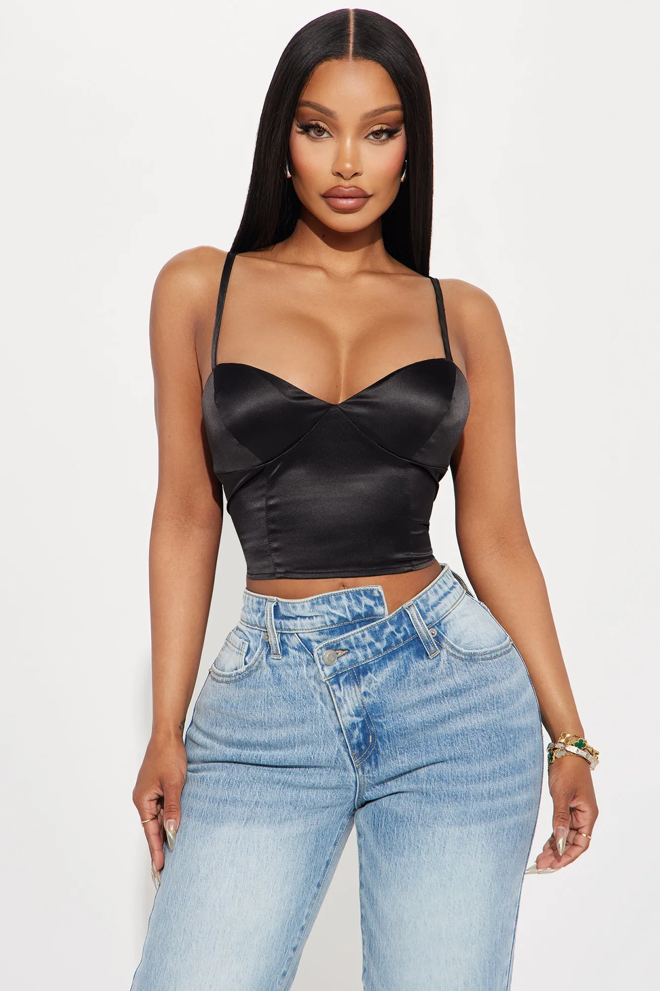 Sweet Treat Satin Cami Top - Black