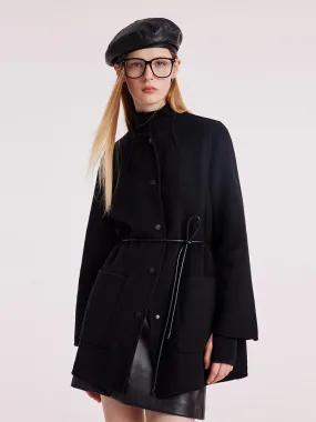 Tencel Wool Double-Faced Women Coat With Belt