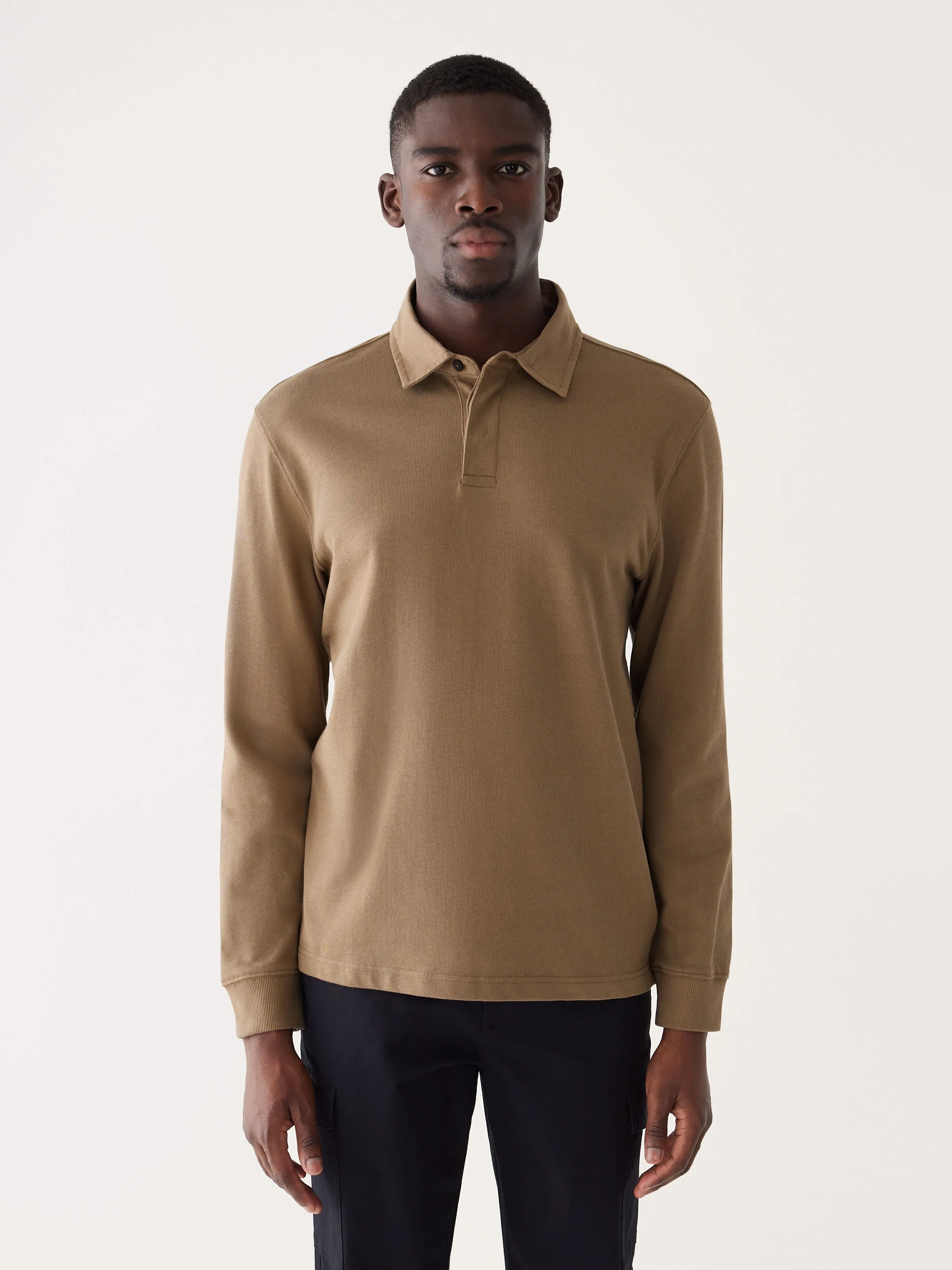 The Long Sleeve Rugby Polo in Umber