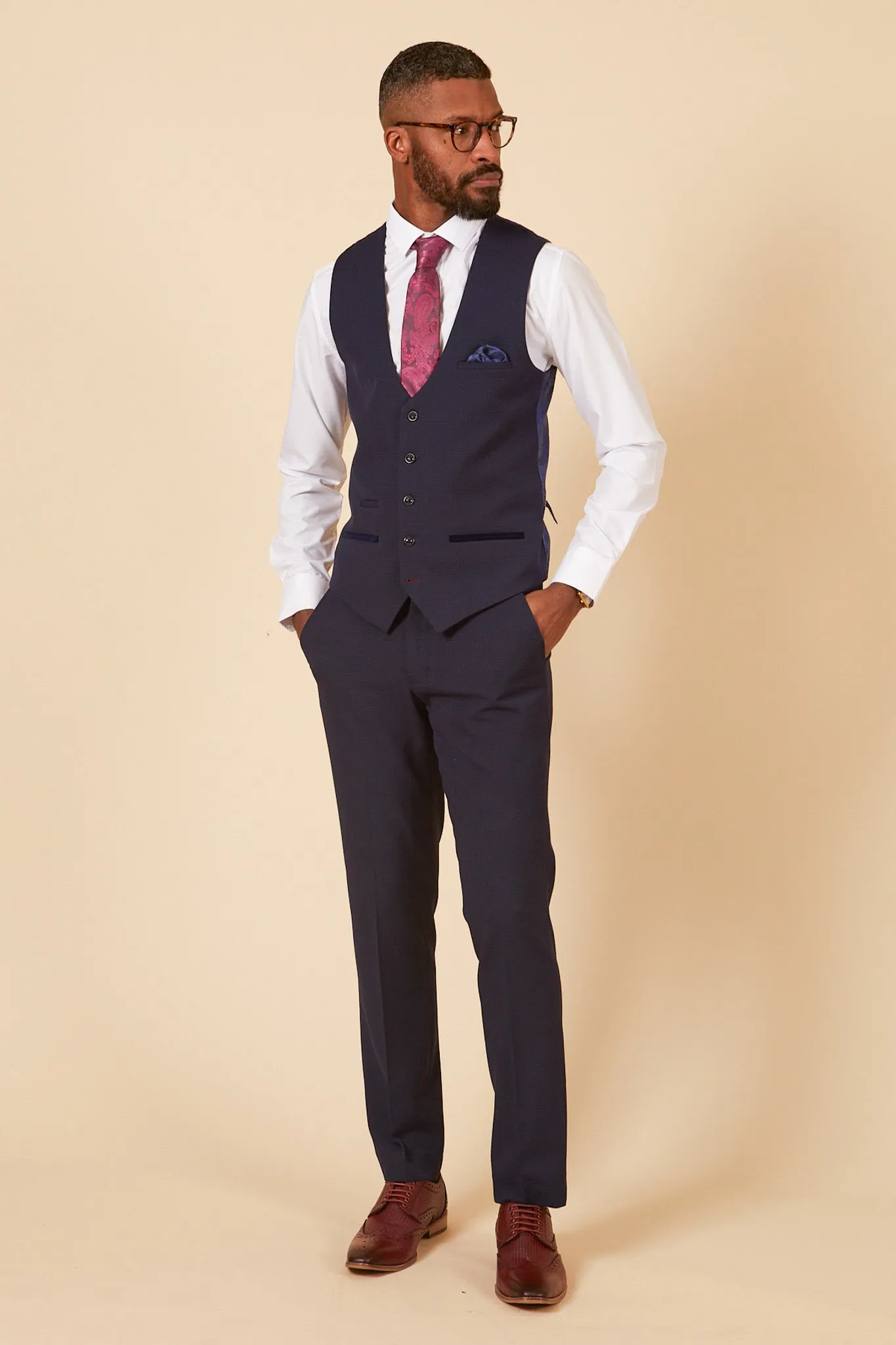 The WHU Collection - BROMLEY Navy Check Three Piece Suit As Worn By Emerson Palmieri