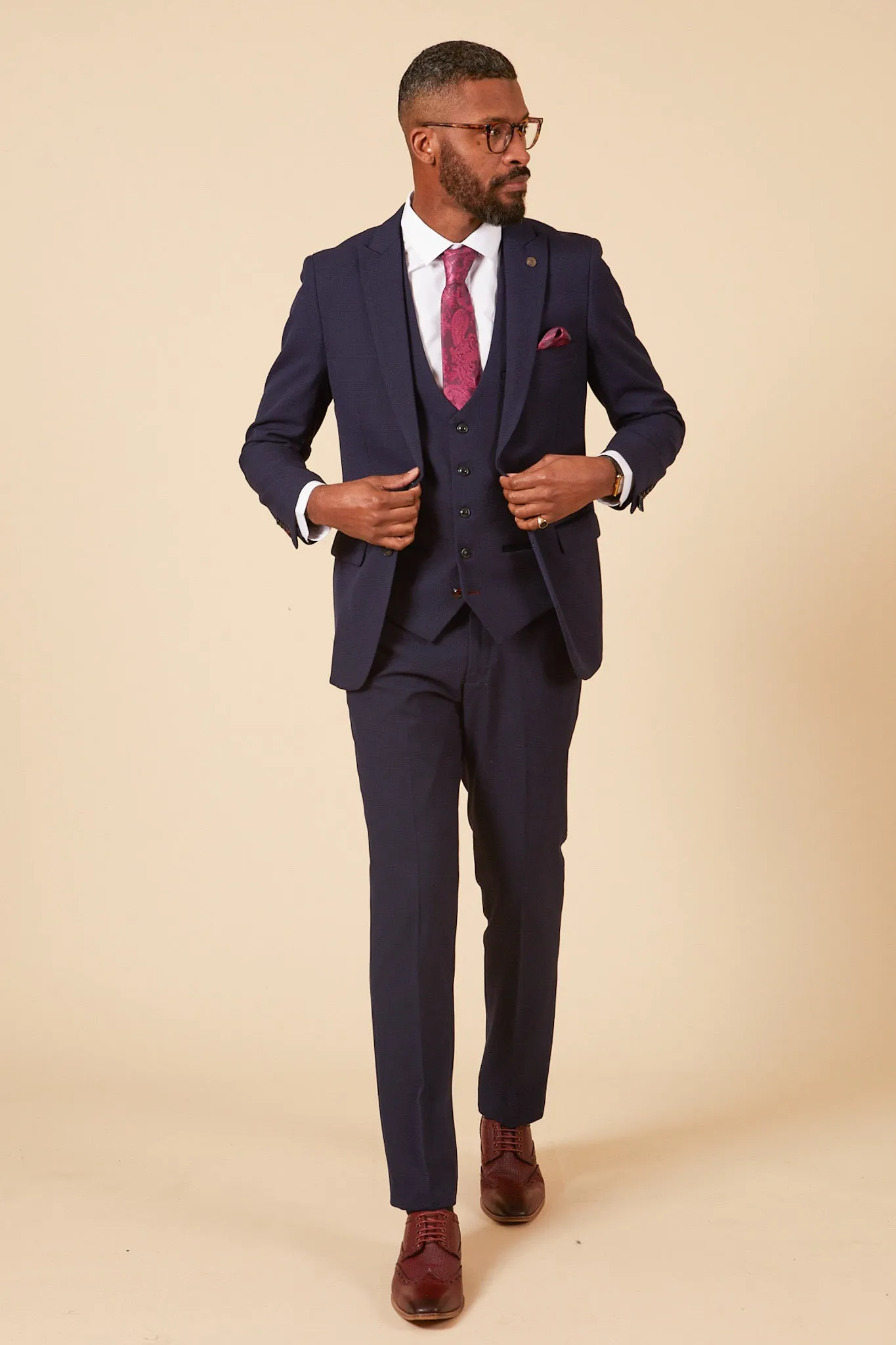 The WHU Collection - BROMLEY Navy Check Three Piece Suit As Worn By Emerson Palmieri