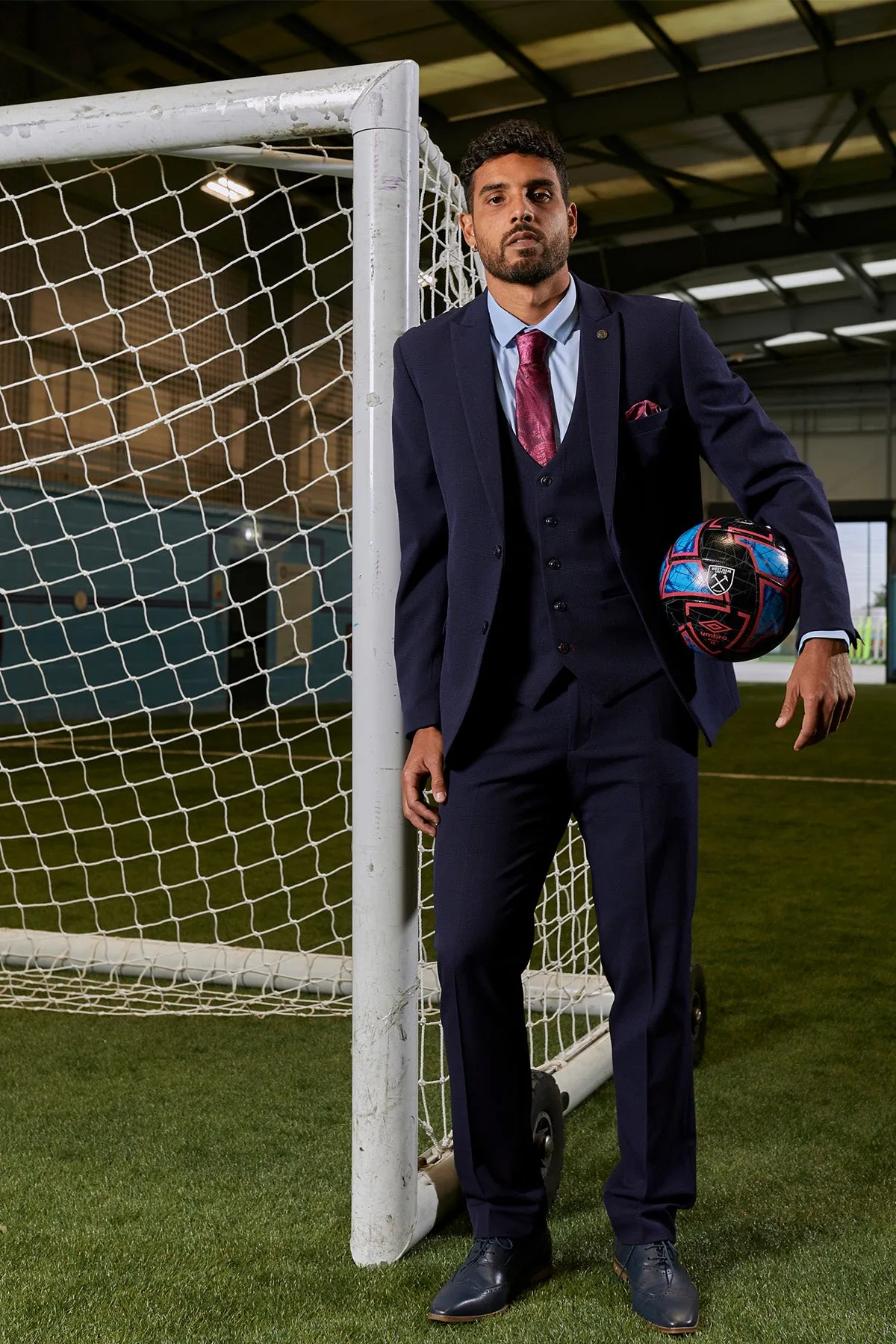 The WHU Collection - BROMLEY Navy Check Three Piece Suit As Worn By Emerson Palmieri