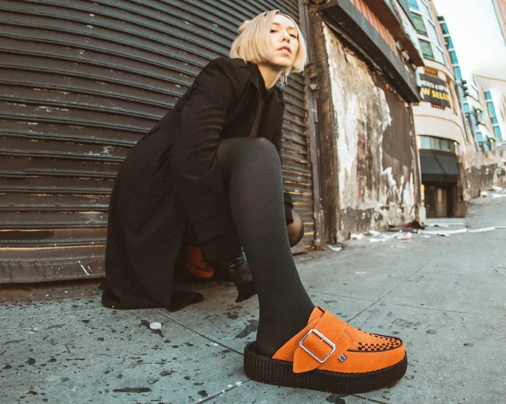 TUK-V3178L Orange Suede Creeper Mule