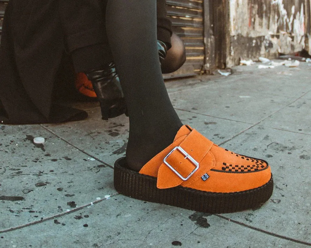 TUK-V3178L Orange Suede Creeper Mule