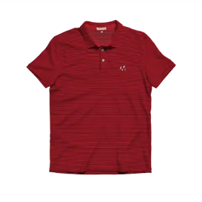 UGA Standing Dawg Red & Black Beech Stripe Polo