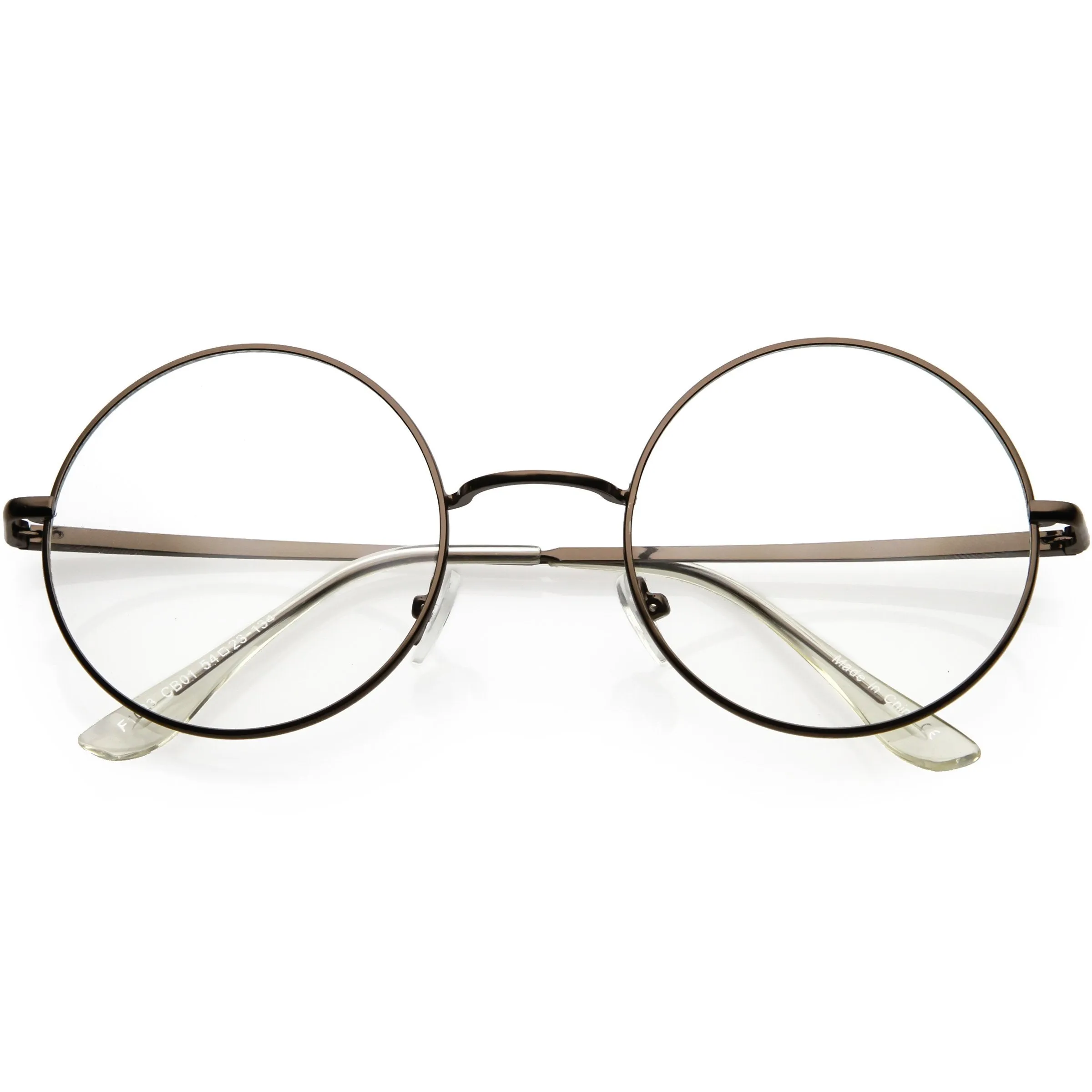 Vintage Classic Metal Round Clear Lens Glasses 50mm