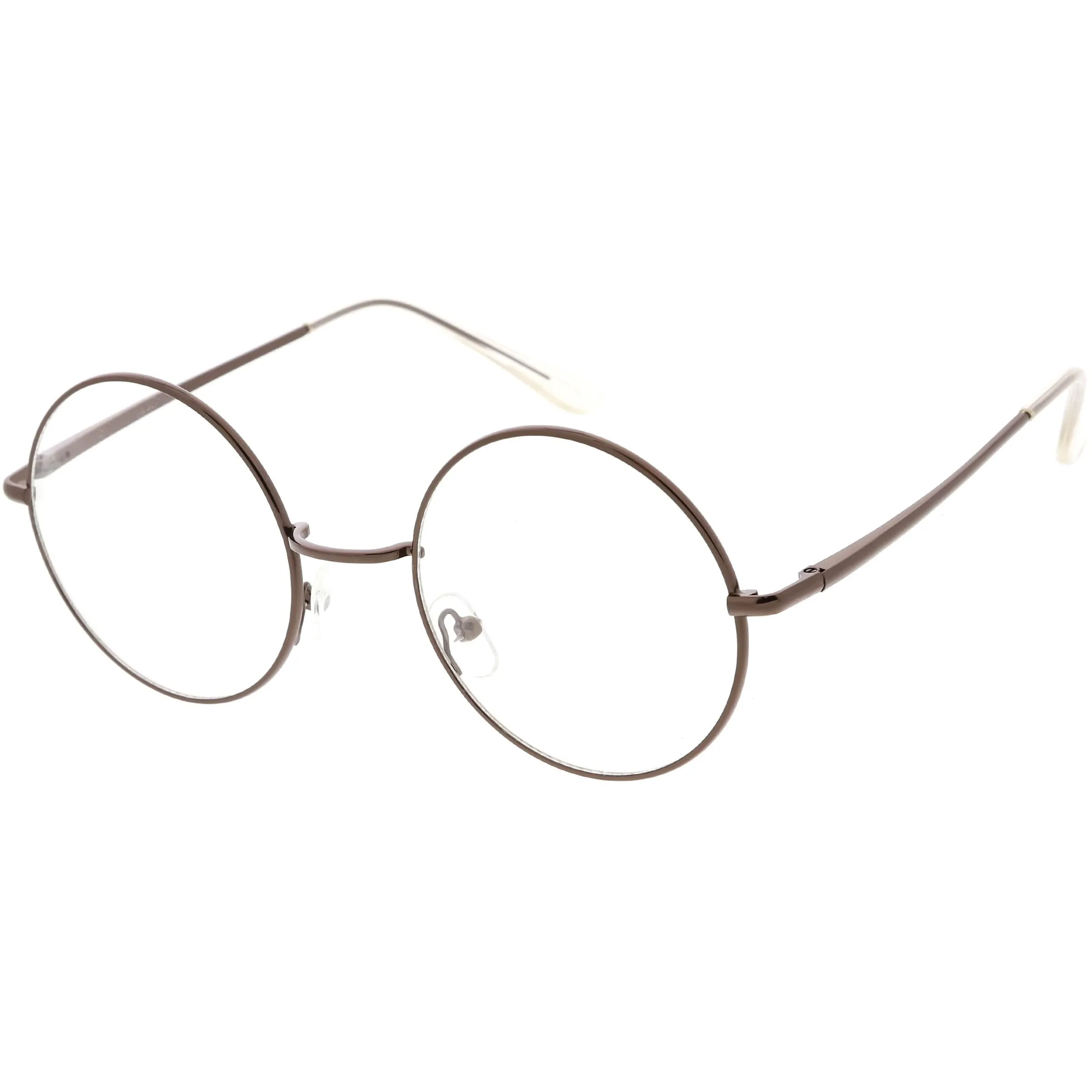 Vintage Classic Metal Round Clear Lens Glasses 50mm