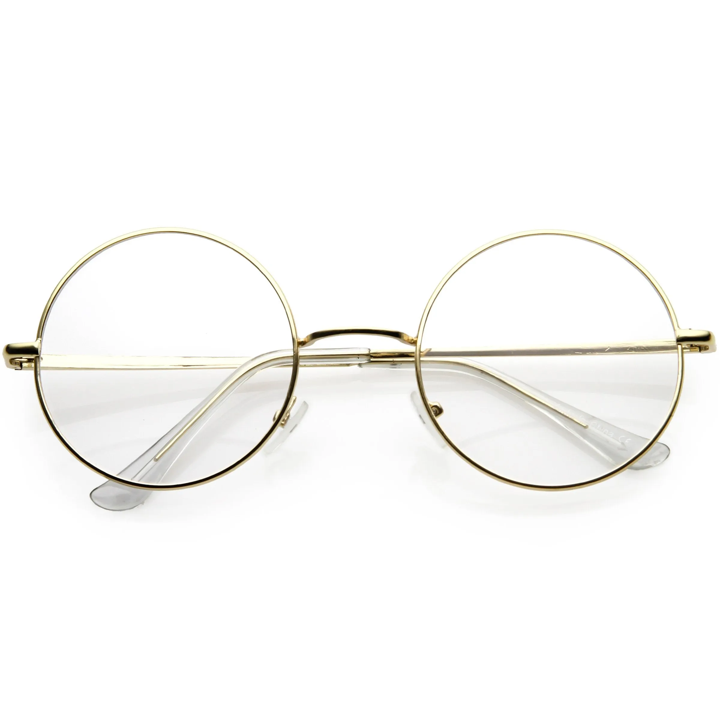 Vintage Classic Metal Round Clear Lens Glasses 50mm