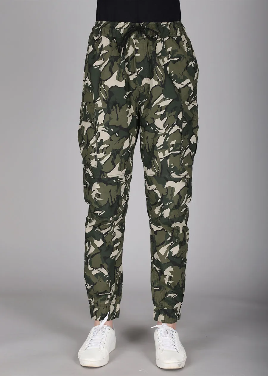 Womens Regular Fit Camo Cargo Jogger