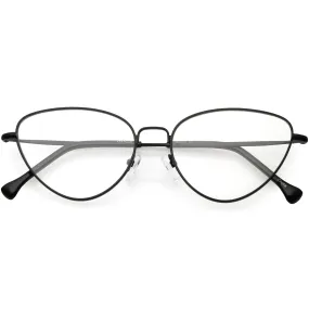 Women's Slim Metal Wire Clear Flat Lens Cat Eye Glasses