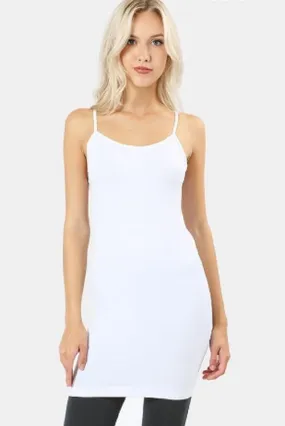 Womens White Dress | Long Tank Top | Layering Cami